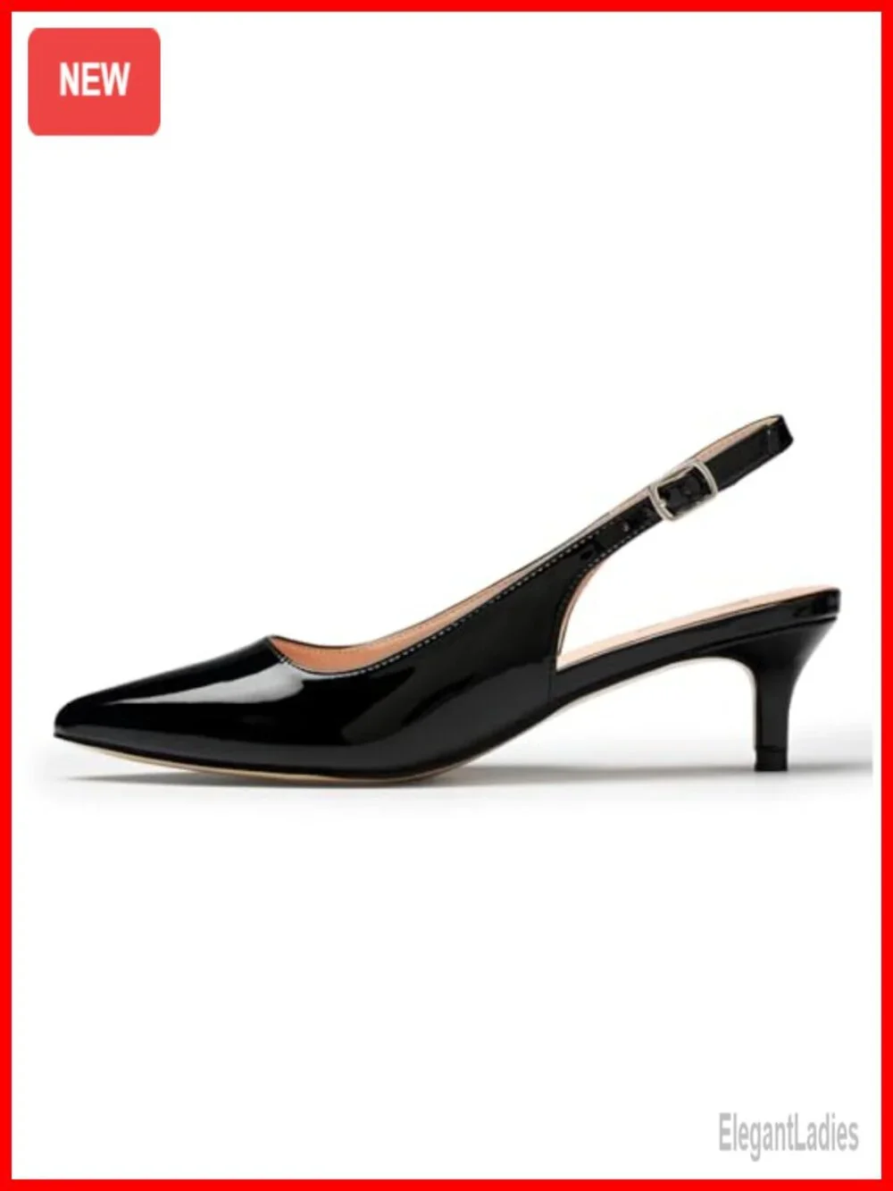 Low Kitten Heels Slingback Dressy Pumps Pointed Closed Toe Ankle Strap Wedding